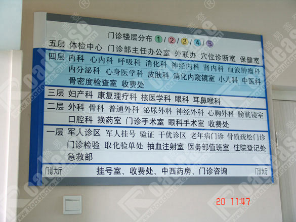 北京解放军304医院楼层分布牌5210标识标牌图片